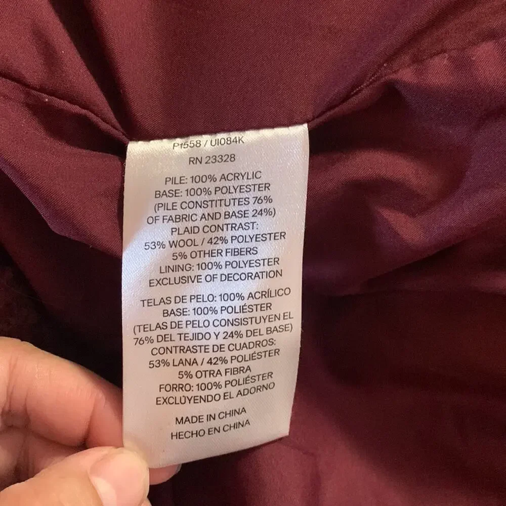 Pendleton womens medium red burgundy zip up jacket schaket warm cozy fall plaid